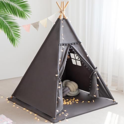 RONGFA Teepee Tent for Kids with Mat, Star Lights, Carry...