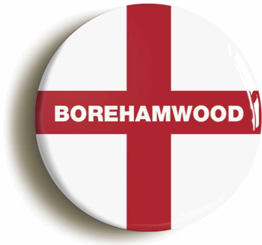 Borehamwood England Flag Fridge Magnet (Circular 2inch / 50mm Diameter)