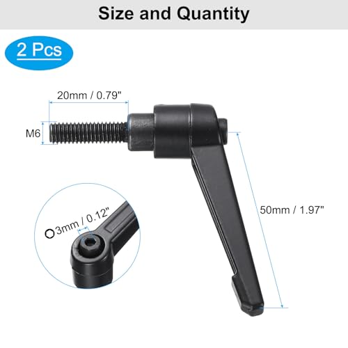 Image of uxcell 4pcs Clamping Lever Adjustable Handle Set Metric M6 x 20mm Male & M6 Female Thread Level Handles Hand Stud Knobs Quick Release Black for Lathe Machinery