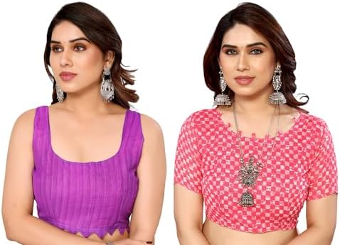 Printed Georgette Saree With Blouse Piece Combo Pack of 2 Combo (Combo_Md_1152_4_1515_1)_A14615