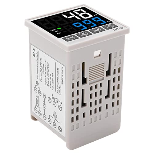 Intelligent Temperature Controller, KJE Type Input AC100240V Automatic Digital Display 2 Working Methods PID Temperature Controller Kit for Factory (48 X 48mm)