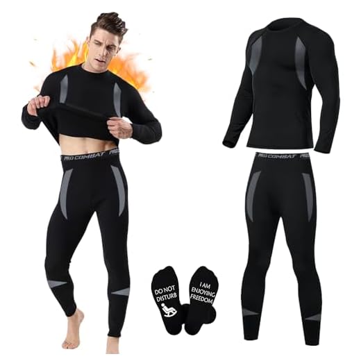 Ropa Interior Térmica Hombre Calcetines - Ropa Interior Funcional Conjuntos Térmicos Transpirable Camiseta Manga Larga Termica Hombre y Pantalon Térmico para Invierno Esquí Running Trekking Ciclismo,L