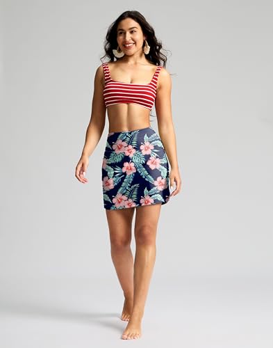 Image of SANTINY Women's 17'' Long Swim Skirt with Pockets High Waisted Modest Tummy Control Swimsuit Skirt Bathing Suit Bottoms