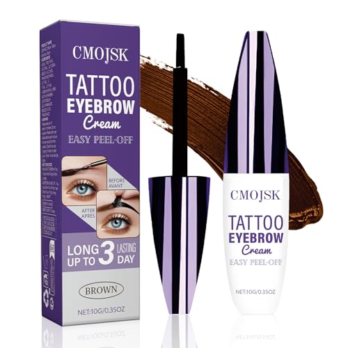 CMOJSK Tattoo Eyebrow Gel Easy Peel Off,Semi Permanent Eyebrow Gel,Eyebrows Tattooed Waterproof,Sweatproof,Eyebrow Stain,Natural-Looking, Long-Lasting,Brown