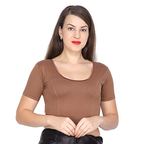 FEMULA Anjali Half Sleeves Cotton Blouse (Brown, 40) 4