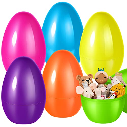 12 PCS Jumbo Easter Eggs, 10" Large Plastic Easter Eggs for Easter Egg Hunt, Empty Easter Eggs for Filling Treats, Fillable Surprise Eggs Bulk, Basket Stuffers Fillers, Easter Theme Party Favor