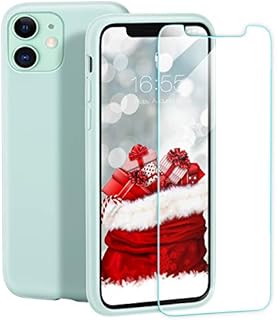 zelaxy iPhone 11 6.1 inch Case Liquid Silicone Gel Rubber Shockproof Shell Slim light with Soft Microfiber Cloth Lining Cushion Cover + screen protector Mint Green