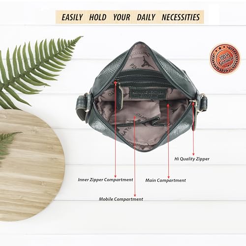 Image of Premium Genuine Leather Messenger Sling Bag for Men & Women - Multipurpose Crossbody Bag with Adjustable Strap & Multiple Pockets for Travel, Office, Work, College & Daily Use