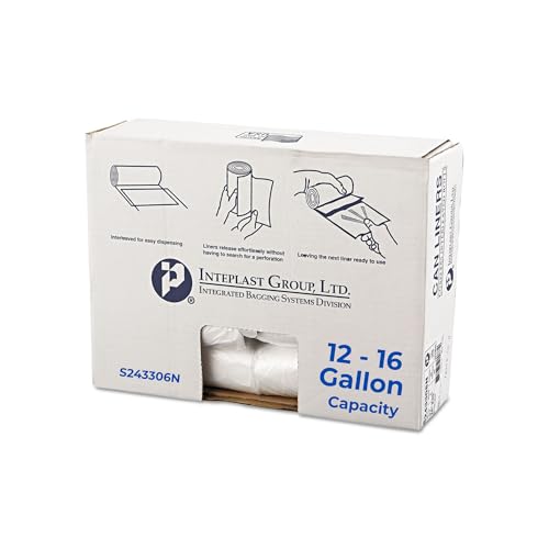 Image of Inteplast Group S243308N High-Density Can Liner, 24 x 33, 16gal, 8mic, Clear, 50 Per Roll (Case of 20 Rolls)