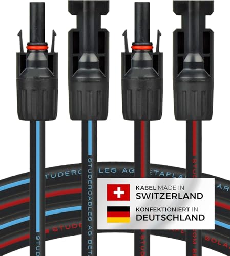 Solarkabel 4mm / 6 mm PV Kabel Verlängerung (1-50 Meter) H1Z2Z2-K Solar Verlängerungskabel IP67 UV- & wetterfest für Balkonkraftwerk Photovoltaik Solaranlage 2 x 10m 4mm (inkl. 0% MwSt)
