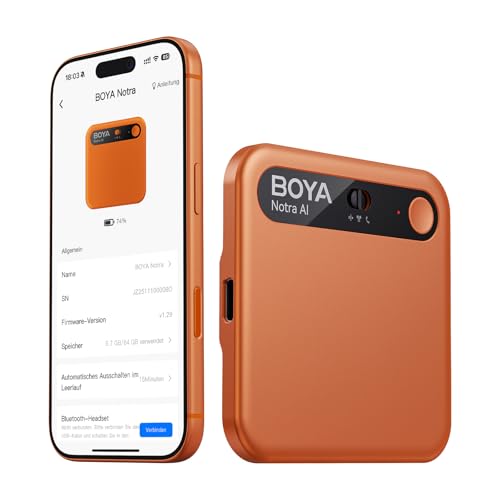 BOYA Notra KI Digitales Diktiergerät mit KI Schreibfunktion und Zusammenfassen, Multimodale Eingabe, Voice Recorder Unterstützung für Bluetooth-Headset-Aufnahme, Audiorekorder für Meetings Vorlesungen
