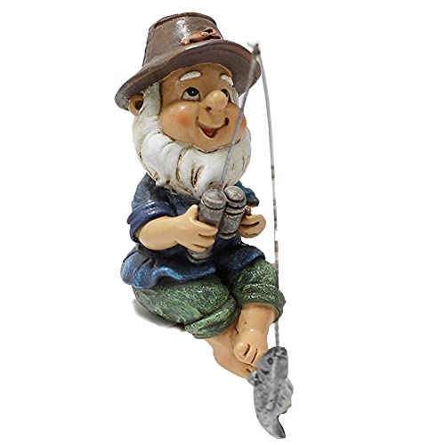 UZSXHJ Ornement Décoratif de Nain de Pêche de Jardin, Nain de Jardin en Céramique à Suspendre, Artisanat de Nain de Pêche en Résine, Figurines Faites à la Main pour Jardin, Balcon, Ferme