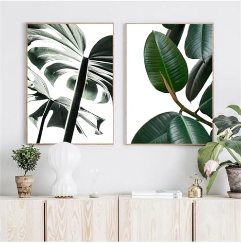 Peintures sur toile de feuilles et plantes pour réchauffer une pièce blanche et froide