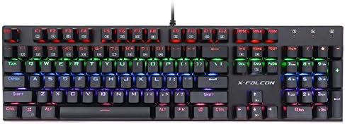 Z-88 LED Backlit Wired Mechanical Gaming Keyboard with Clicky Blue Switches, Anti-ghosting 104 Keys for Gamers (Black)