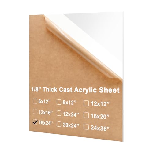 Image of KINLINK 18x24 Plexiglass Sheets 1 /8 inch Thick - 3mm White Cast Acrylic Sheet, Plastic Board Polycarbonate Sheet for DIY Project, Craft, Table Top, Acrylic Sign and Wedding Invitation 1 Pack