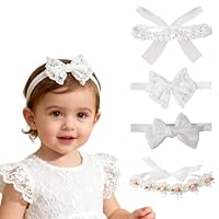 4 Stück Haarband Baby Mädchen Blumenstirnbänder, Newborn Shooting Requisiten, Baby Haarband Neugeborenes Stirnband Baby Haarschmuck für Party Hochzeit Familienfoto