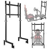 Anman Racing Pro Visualizer Display Stand Fit for Round Tube Racing Simulator Cockpit ,Supports 24 to 55 Inch Screen Driving Monitor Mount Bracket, Adjustable Stable Sim Race Monitor Stand