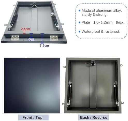 Aluminum Roof Access Hatch with Recessed Ribs, Internal Handle, Lock Latch, Rainproof Design, Easy Installation for Secure and Safe Rooftop Access