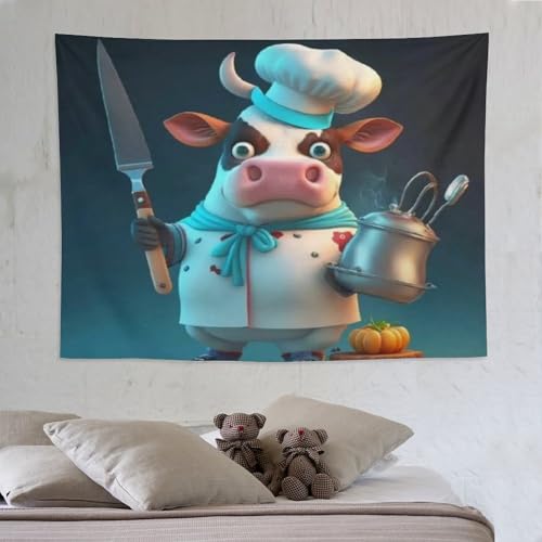 Tapisserie murale 3D vache de haute précision 150×200cm pour salon et décoration raffinée