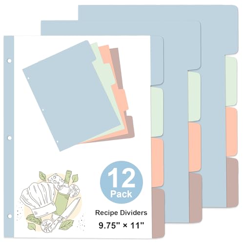 Intercalaires vierges pour classeur 3 anneaux Morandi lot de 12 grands intercalaires 4 onglets