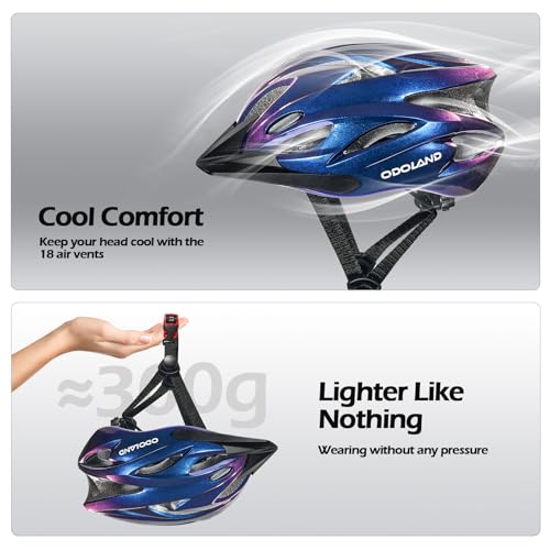 Image of Odoland Adult Bike Helmet with Cycling Sunglasses Set for Men & Women