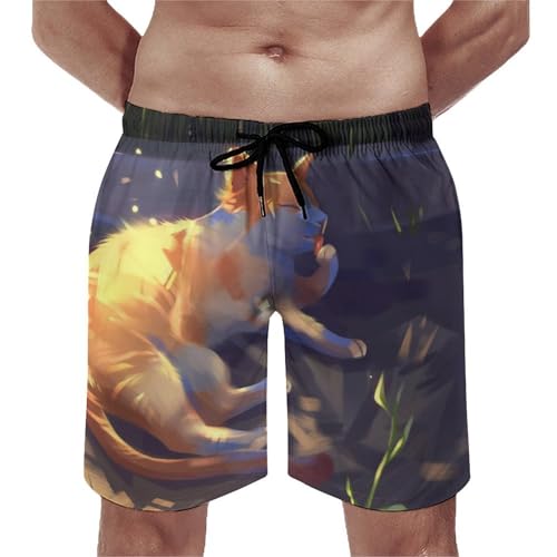 Short de bain pour homme motif chat à séchage rapide pour la plage