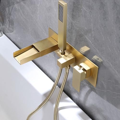 Robinet de douche encastrable noir mitigeur baignoire cascade laiton