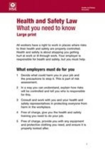 HSE Books Health and safety law: what you need to know? (English large print leaflet) (pack of 10)
