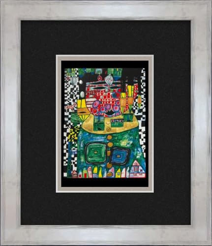 artissimo, Kunstdruck gerahmt, 30x35cm, AG5714, Friedensreich Hundertwasser: Antipode King, Bild, Wandbild, Poster mit Rahmen, Wanddekoration, Echtholzrahmen, hochwertig, Kunstmotiv, Kunst