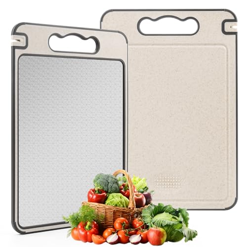 Tabla de cortar doble cara acero inox y paja de trigo miniatura 1