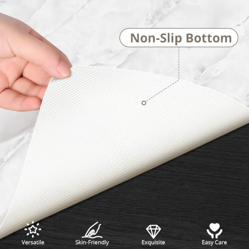 Image of LovePads Marble-Look Table Protector, 16x32 in Nightstand Table Cover