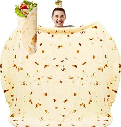 Acteb Burritos Tortilla Blanket For Adult 80In, 300Gsm Thickness Double Sided Print, Novelty Giant Soft Flannel Wrap Round Throw Blankets Home Decor Food Taco Tapestries #TOP4
