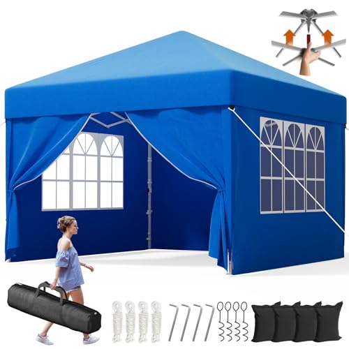 Devoko Tonnelle Pliante 3x3 m Imperméable, Pop up Tent Pliable avec 4 Parois Amovibles, Barnum Pliant Professionnel avec 3 Hauteur Réglable Protection UV 50+...