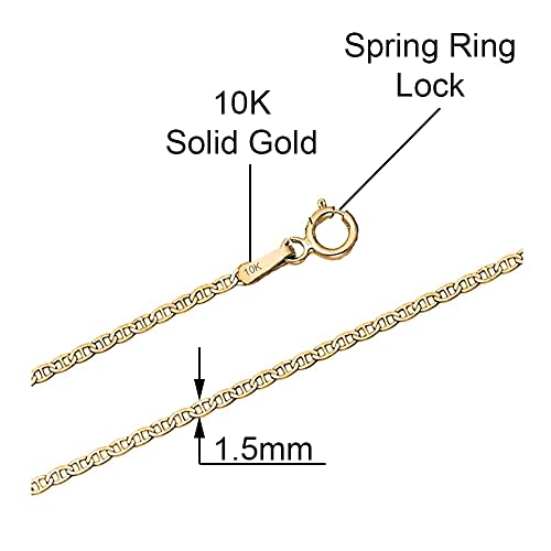 Savlano 10K Solid Gold Italian Flat Mariner 1.5mm Link Chain Necklace-10 Karat Necklace Comes With Gift Box for Women & Men - Made in Italy2