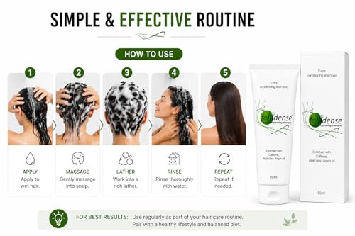 Image of Follidense Hair Strengthening Shampoo 150ml | Extra Conditioning Formula with Caffeine, Aloe Vera & Argan Oil | Nourishing Daily Care for Smooth, Healthy-Looking Hair | Suitable for Men & Women