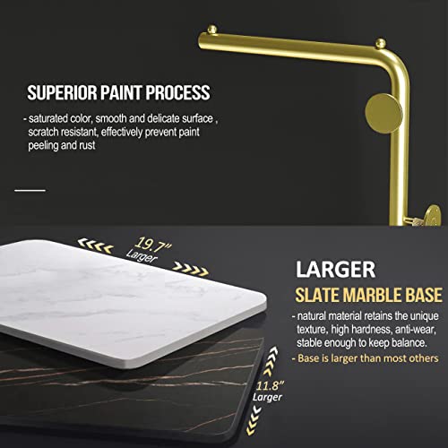 Vekoid Metal Coat Rack Freestanding With Natural Marble Base, Entryway Coats Hanger Stand With 3 Hooks, Home Hotel Hall Tree For Coats, Hats, Scarves, Clothes, And Handbags (Light Gold) #TOP4