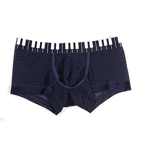 Leories Men's Fashion Sexy Through Ice Silk Boxers Shorts Briefs Underpants Underwear M Dark Blue