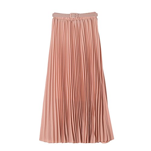 CHICFOR Womens Elegant Solid Bohemian Pleated Maxi Skirt High Elastic Waist Full/Ankle Length Skirt