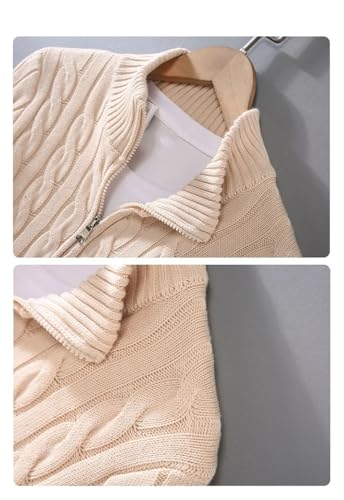 Hgvcfcv Men Pullover Sweater Men's Stand Collar Half Zip Cotton Thickened Knit Clothes3