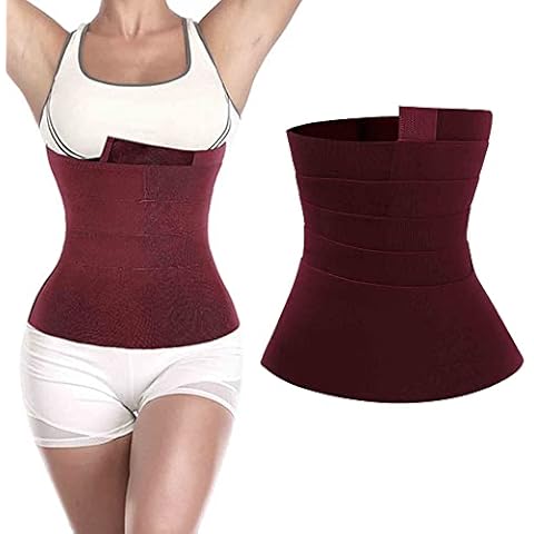 Waist Trainer Adjust Your Snatch Bandage WrapTummy Sweat Wraps Waist Trimmer Belt For Women I Belly Body Shaper Compression Wrap (Wine red) Cover
