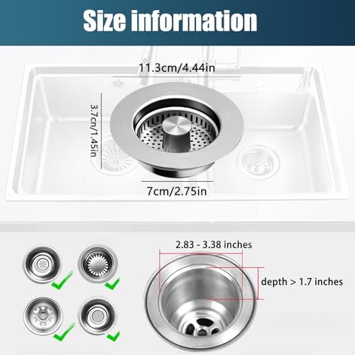 Colador de fregadero de cocina, acero inoxidable 4 en 1, 2 unidades miniatura 6