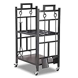 - Bin de leña de metal: estante de leña de hierro - Cradle de registro robusta para almacenar leña o briquetas