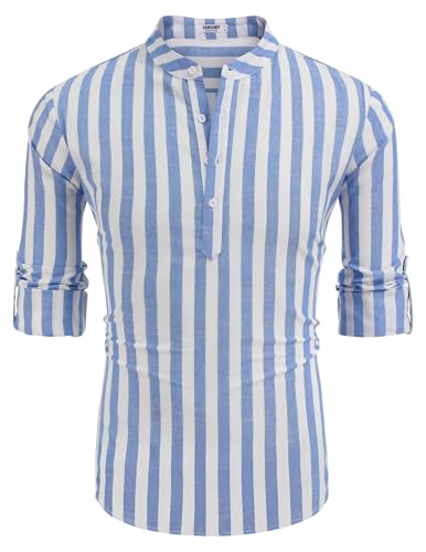 COOFANDY Mens Cotton Linen Henley T-Shirts Long Sleeve Casual Beach Shirts | Mens Linen ShirtRegular Relaxed FitLightweightBreathableand Moisture-wicking for BeachVacation or Everyday Summer  product thumbnail 14