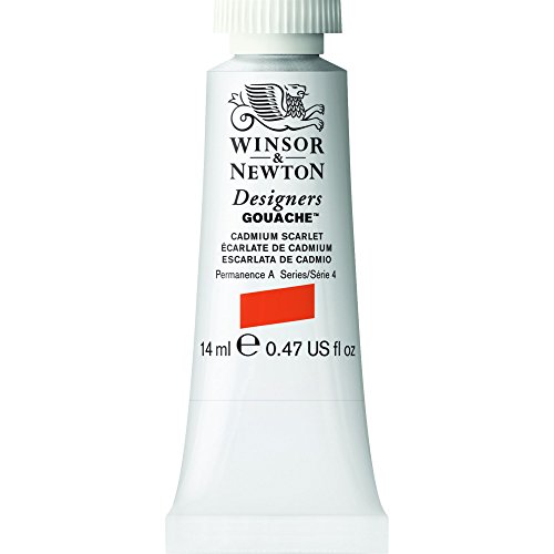 Winsor & Newton Designers Gouache, Cadmium Scarlet, 14 ml Tube, 14 ml (Pack of 1)