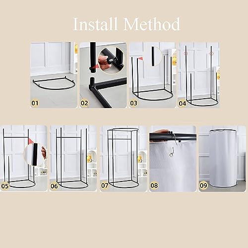 Cabine d'essayage verticale de type D portable avec rideau rose opaque - 7