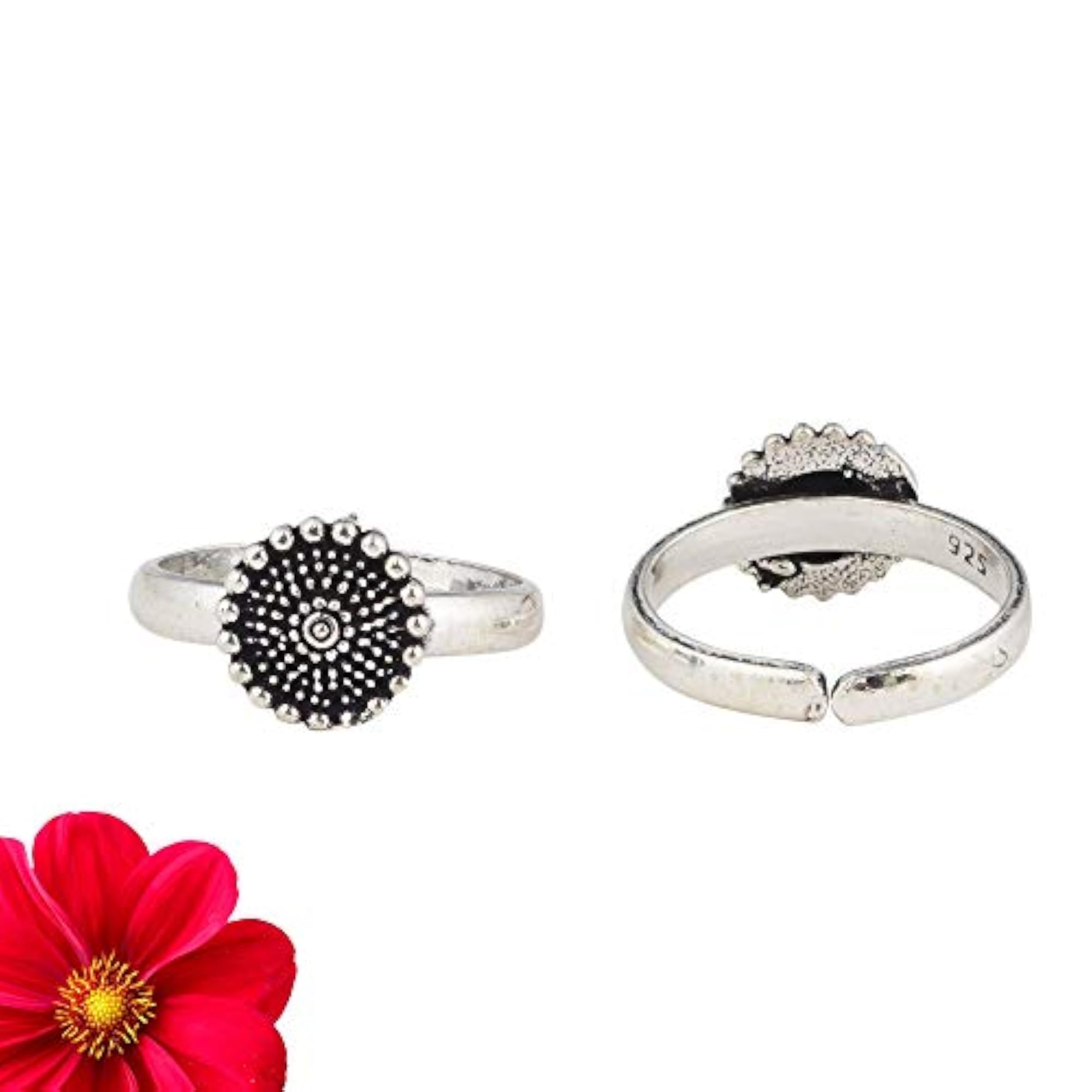 925 Sterling Silver Oxidized Thai Trend Toe Ring, Bichhiya