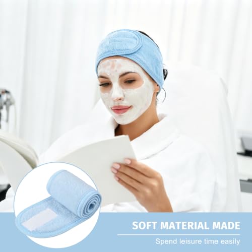 Image of Whaline 3Pcs Spa Facial Headbands Make Up Wrap Head Terry Cloth Headband Soft Adjustable Towel Band for Face Washing Shower Facial Cover Yoga (White, Black, Light Blue)