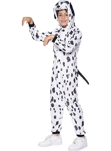 Funidelia | Disfarce de dálmata onesie para menino e menina animais, cachorro - disfarce infantil e acessórios divertidos para festas, carnaval e Halloween - tamanho 10-12 anos - branco