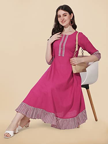 Image of MIRCHI FASHION Women's Straight Fit Rayon Sequins Embroidered and Polka Dots Printed Kurti Only