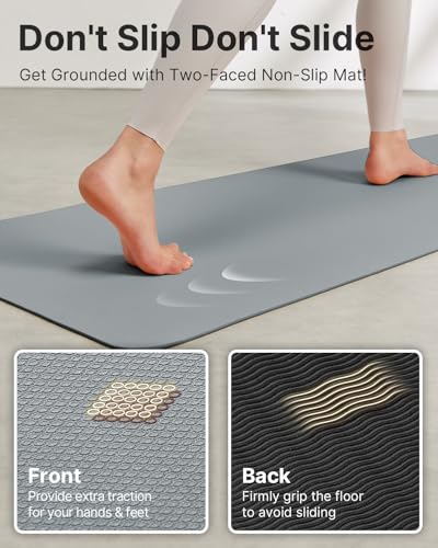 Image of Yoga Mat,Non-Slip TPE Exercise Mat(1 /4 Inch) for Pilates, Fitness & Barefoot Workouts, Home Gym Studio with Strap & Bag